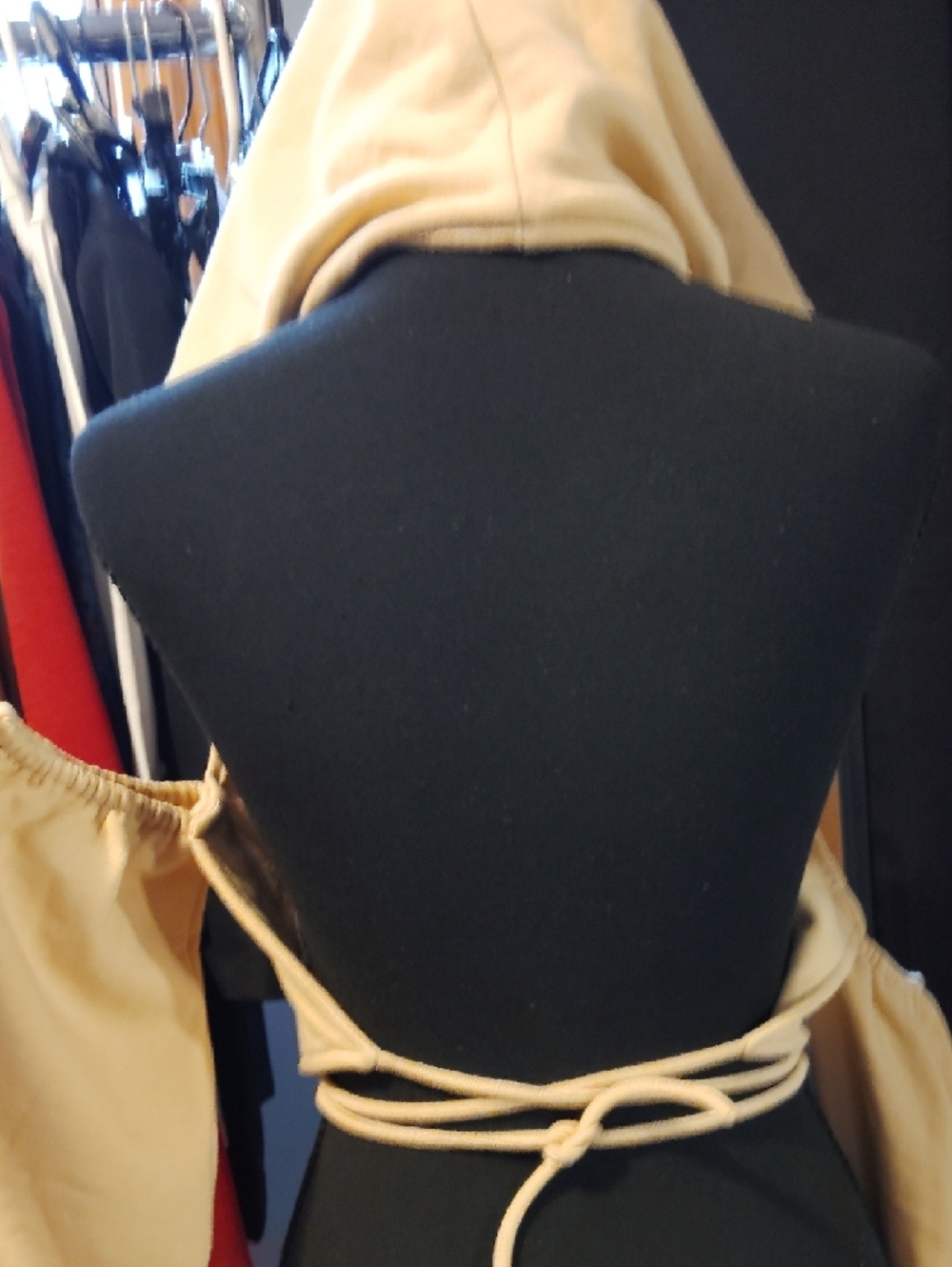 Khaki  Cropped Backless Hooded Zip-Up Sweatshirt S HOT. $118